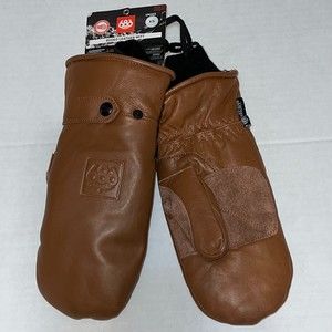 686 Rodeo Leather Mitts Snowboarding Ski Gloves Mittens Brown Unisex Size XS NWT
